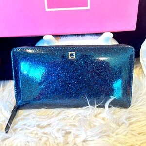 Kate Spade Blue Sparkle Patent Leather Wallet